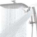 G-Promise All Metal 14 Inch Shower Head with Massage Mode Handheld, Rain Shower Head with Handheld Spray Combo, 3-Way Diverter with Pause Setting, 12 Inch Adjustable Extension Arm (Brushed Nickel)