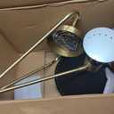 Mid Century Modern Black Wall Sconce – Adjustable Swing Arm Brass Wall Light with Double Cone Shade, Vintage Modern Accent Lighting for Bedroom, Living Room, Hallway, Office (Brushed Brass)