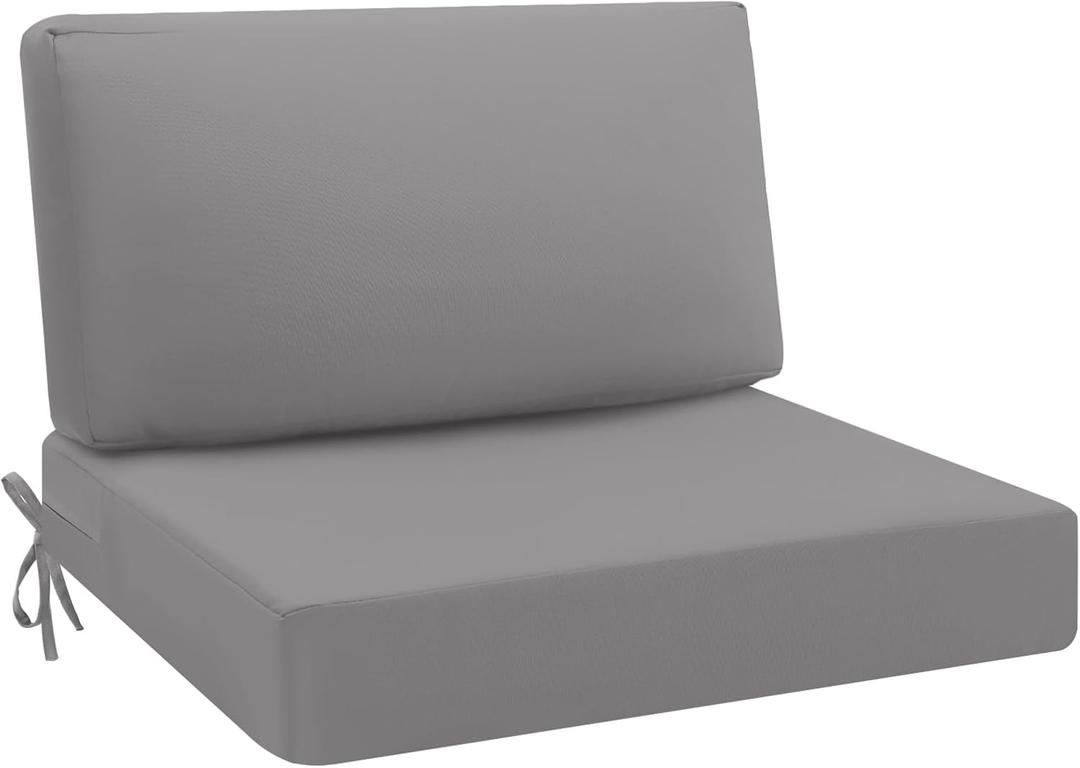 idee-home Outdoor Cushions for Patio Furniture, Waterproof Outdoor Seat Cushion Hampton Bay Deep Seat Replacement Cushions for Garden (26.5 x 26.5 In, Silver Grey)