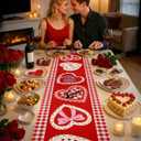 Valentine's Day Table Runner 13 x 72 Inch,Rustic Kitchen Dining Table Decoration Romantic Anniversary Wedding Decor for Indoor Outdoor Home Party Couples Gifts