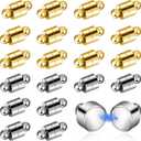 Magnetic Necklace Clasp, 24 Pairs Bracelet Clasps and Closures Jewelry Safety Locking Connectors Jewelry Clasp Converter Necklace Extender and Shortener Bracelet Helper Tool (Gold, Silver)