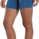 Colorfulkoala Women's Biker Shorts with Pockets 6" Inseam (Blue)