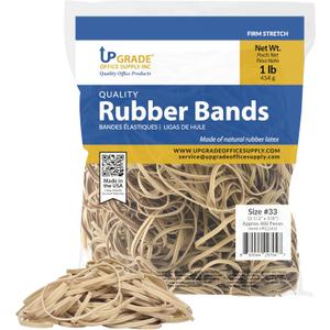 Upgrade Office Supply Rubber Bands, Office Supplies, Size #33 (3-1/2 in x 1/8 in), 600 Bands, 1 lb Bag, USA