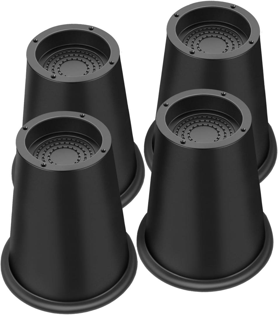 ANNKUT Bed Risers 6 Inch Heavy Duty, Round Furniture Risers for Bed Desk Table Sofa Couch Bed Lifts Risers, Support up to 6000 Lbs(New 4 Pack Black)