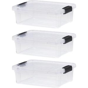 Superio Clear Storage Boxes with Lids, 4.5 Quart Plastic Container Bins for Organizing, Stackable Crates, BPA Free, Non Toxic, Odor Free, Organizers for Home, Office and Dorm, 3 Pack