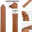 Genuine Leather Watch Band for Women Men Quick Release Spring Bars Bands 20mm 22mm Top Cowhide Calfskin Wristband Replacement Watchband Strap (Brown-Silver Pin Buckle)