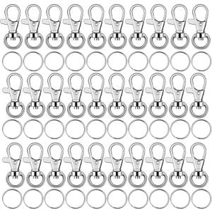 Key Chain Swivel Hooks, Anezus 200pcs Keychain Hardware Metal Swivel Snap Hook Lanyard Clips Hooks with Keychain Rings for Keychain Hardware and Lanyard Charms (Small)