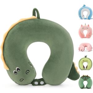 Niuniu Daddy Crocodile Kids Neck Pillow for Traveling, 100% Memory Foam Travel Pillow, Airplane Travel, Road Trip Essentials for Children Neck Support, Stop Head from Falling Forward to Sleep