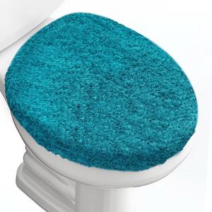 Luxury Soft Microfiber Toilet Lid Cover Machine Washable Solid Toilet Seat Cover 17.5" x 15" Adjustable Rubber Backing Fits Most 16-17.5" L x 14-16" W Round Oblong and Elongated Toilet Seat