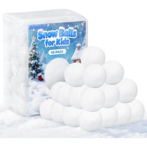 Supoice 80 Pack Snow Balls Indoor 2 Inch Large Snow Fight Balls Christmas & Winter Holiday Realistic Fake Snow Toys for Indoor, Outdoor Snow Fight, Toss Game
