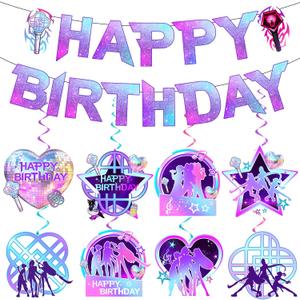 Singer Happy Birthday Party Banner Decorations, Magical Music Movie Theme Party Banners, Cartoon Birthday Party Decorations Supplies