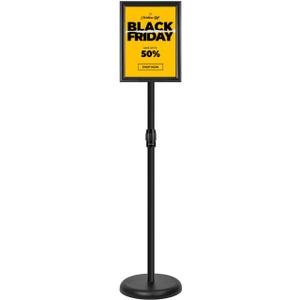 Upgraded Adjustable Sign Stand for Display, Pedestal Floor Signage Stand Holder with Heavy Duty Base, for Outdoor or Indoor Advertising (8.5 x 11, Black)