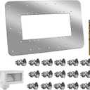 Wide Mouth Pool Skimmer Repair Kit, 18 .75"W 12.25"H Stainless Steel Plate Fits Hayward 1091WM & Hydrotools 8939 Skimmers Pool Wall Repair Panel, with Drill Bits & 16 Sets Screws, Washers, Nuts