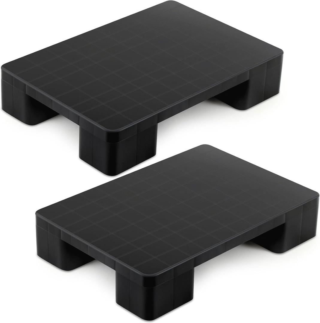 2 Pcs Plastic Pallets for Basement Storage Easy to Stack Lightweight Floor Pallets Display for Flooring Room Supermarket Warehouse, Support up to 2000 Lbs,Black (23'' L X 16'' W X 4.7'' H)
