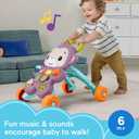 Fisher-Price Baby Push Toy Learn with Me Purple Monkey Walker Musical Learning Activity with Lights for Infants Ages 6+ Months