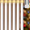 2 x otnofok 10.5" Flameless Taper Candles, 6 Pack Battery Operated Plastic LED Candlesticks with Remote, 3D Flickering Flame for Wedding, Christmas Decor, White (Rechargeable Batteries Not Compatible) (Remote Control-3000K)