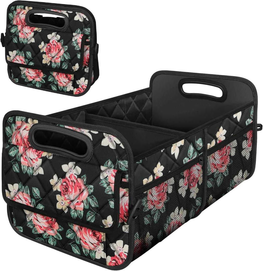Deosk Car Trunk Organizer for SUV, Car Organizers and Storage with 6 Pocket, Car Accessories for Women/Men 50L Waterproof Polyester Trunk Organizer(Medium, Floral)
