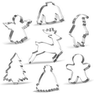 Large Christmas Cookie Cutter Set - 7 Piece - Stainless Steel
