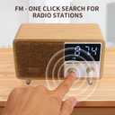 Retro Bluetooth Speaker Clock Radio with Fabric Grille&Wood Finish,Vintage FM Radio with Dual Alarm,Dimmable LED Display for Bedroom Nightstand,Office Desk,Loud Sound,Rechargeable,Knob Control ,TF&AUX