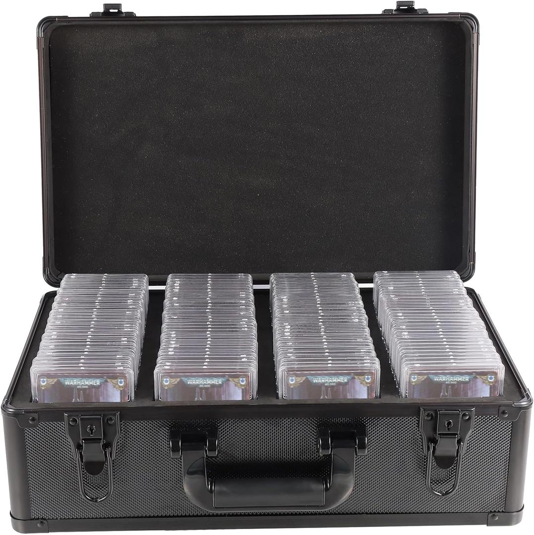EcoVibe Graded Card Case, Aluminum Alloy Trading Card Storage Box with Carry Handle, Sports Card Case Holders with Dividers, Graded Card Storage Boxes Fits Psa, TCG, Csg, BGS, SGC Slabs