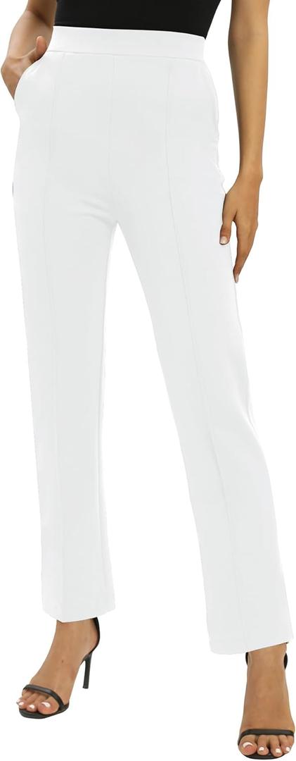 EXCHIC Women's Yoga Dress Pants Stretchy Casual Slacks Straight Leg Work Pants with Pockets (Large, White) EXCHIC Women's Yoga Dress Pants Stretchy Casual Slacks Straight Leg Work Pants with Pockets (Large, White)
