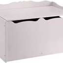 Amazon Basics Kids Toy Box, Wooden Organizer Storage Chest, Gray, 30" x 18" x 19"