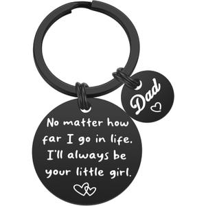5 x Father's Day Gifts for Dad from Daughter - Dad Birthday Valentine's Day Christmas Gifts, No Matter How Far I Go in Life I'll Always Be Your Little Girl Father Daughter Keychain