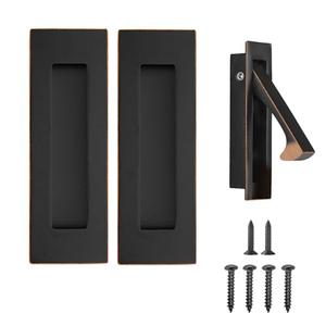 senharvest Pocket Door Handles and Edge Pull Oil Rubbed Bronze,6Inch Pull Hardware Latch,Recessed Finger Flush Pulls,for Closet,Sliding,Barn Door