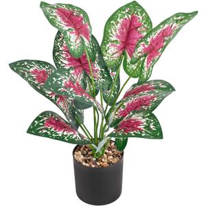 Artificial Potted Plants 15” Fake Plants Green Realistic Faux Plants for Home Office House Desk Shelf Living Room Bathroom Kitchen Greenery Decoration GC001 (Color 4)