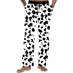 Mens Halloween Pumpkin Costume Pants Elastic Waist Skeleton Pants with Pockets (Small, Cow)
