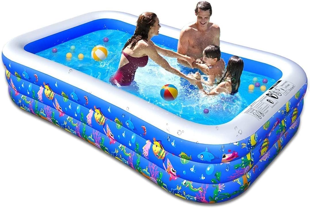 Inflatable Swimming Pool,123''73''22''Large Inflatable Family Lounge Pools Kiddie Pools for Summer Water Party BPA-Free Above Ground Blow Up Kiddie Pool Ball/Sand Pit,Backyard Outdoor Indoor