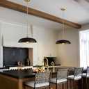17.8" Black Gold Metal Dome Indoor Pendant Lights Kitchen Island, Large