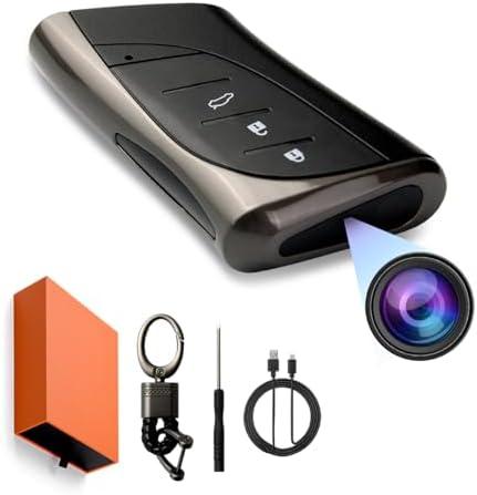 DAMOACAM QHD 2560x1440P Car Key 2K Hidden Camera Spy Camera Key fob Key Chain Concealed Lens No Red Light Wide-Angle Nanny Security Surveillance Cam USB Type C