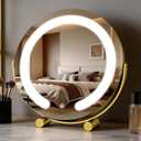 Vanity Mirror with Lights, 12" LED Makeup Mirror, HD Professional Mirror, Smart Touch with 3-Color Lighting, Dimmable, 360 Rotation, Lighted Up for Makeup Desk, Bedroom (Gold)