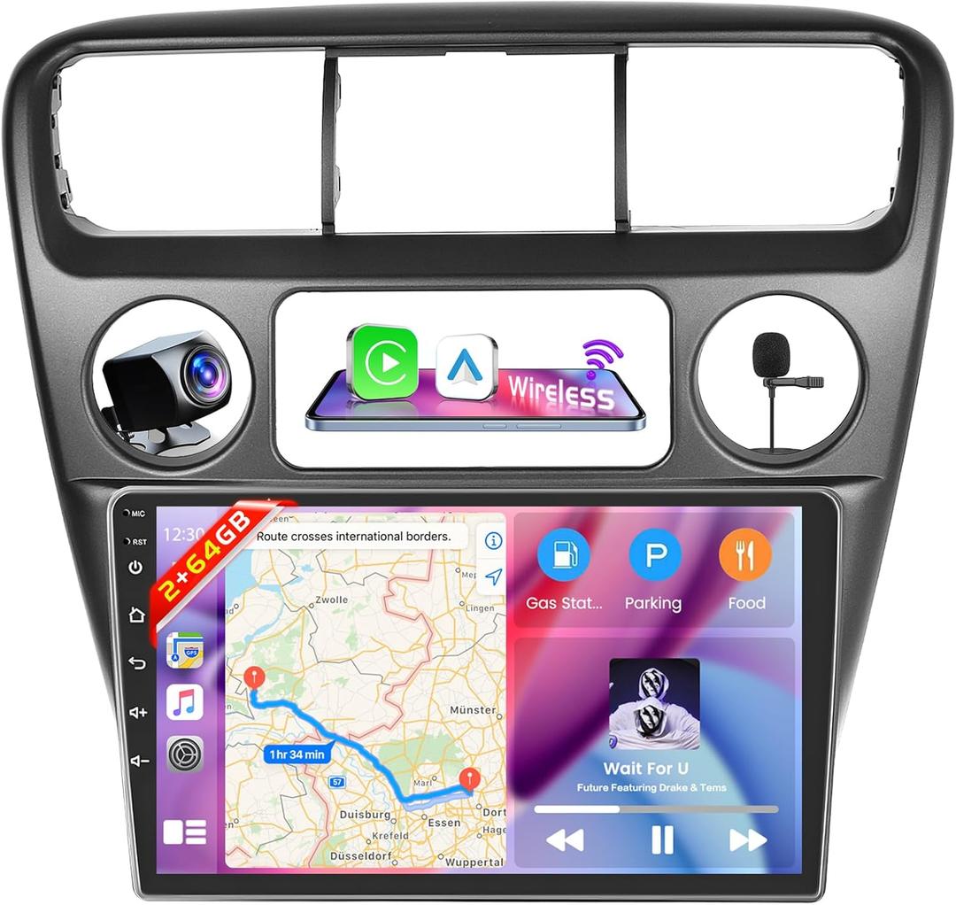 [2G+64G] Android 13 Car Radio for Honda Accord 6 19982003 with Wireless Carplay Android Auto, 9" Touch Screen Car Stereo Support GPS Navigation/WiFi/Bluetooth/Voice Control/SWC/Backup Camera