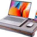 Home Office Lap Desk with Wrist Rest Wrist Rest, Mouse Pad, and Phone Holder Large Laptop Bed Desk for Notebook, Laptop, Tablet, Lap Stand Fits Up to 17 Inch Laptops (Brown)