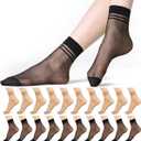 Aimery 10 Pairs Summer Women's Ankle Sheer Nylon Socks - Thin Soft, Reinforced Toe & Stylish Transparent Hosiery sheer socks