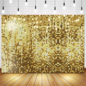 Gold Flash Backdrop Happy Birthday Golden Square Shimmer Wall Photography Background Girls Women 16th 18th 20th 21st 30th 40th 50th Birthday Party Decorations Photo Booth Banner 7x5ft (7x5ft/82.7x59.1 inch)