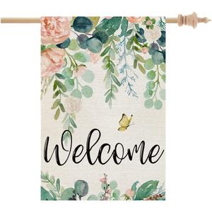CROWNED BEAUTY Spring House Flag Floral 28x40 Inch Double Sided for Outside Welcome Burlap Large Yard Holiday Decoration CF747-40