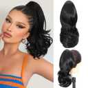 Tmlkhl 14 Inch Claw clip Ponytail Extension Short Curly Pony Tail Drawstring Natural Black Hair Clip Extensions for Women Hair Extensions Ponytail Hairpiece for Daily Use Instant Ponytail Styles
