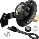 RVGUARD RV City Water Inlet, 3/4" NH Female to 1/2" NPT Male City Water Fill Inlet Flange Brass with Check Valve for RV, Camper, Trailer, Marine (Black S)