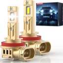H11 Bulbs, Up to 40 Years Lifespan, 800% Ultra-Brightness H8/H9, 46000LM, 1:1 Halogen Mini Size, 6000K White, Plug-and-Play, 2-Pack