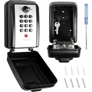 Wall Mount Key Lock Box with 12-Digit Resettable Combination, Weatherproof Outdoor Key Safe, Large-Capacity Code Lock for Home/Office/Garage/Real-Estate, Heavy-Duty Metal, Includes Mounting Hardware
