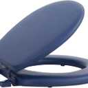 Soft Standard Vinyl Toilet Seat, Navy - 17 Inch Soft Vinyl Cover with Comfort Foam Cushioning - Fits All Standard Size Fixtures - Easy to Install Fantasia by Achim Home Decor