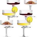6 Pcs Ribbed Coupe Cocktail Glasses, 10 oz Classic Old Styling Martini Glass Set with Gift Box Packaging Elegant Hand Blown Manhattan Goblet for Cocktail, Champagne, Bar and Gift (6)