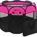 Siedihit Dog Cat Playpen, Large Puppy Pet Playpen, Dog Crate Tent Cage Indoor/Outdoor, Portable Pop Up Dogs Kennel Playpen with Carrying Case for Dogs/Cats/Rabbits, Hot Pink (Rose)