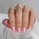 BTArtbox Press On Nails Short - Square Press On Nail, Pink Chrome Nail Tips Glue On Nails with Nail Glue, Reusable Stick On Nails in 16 Sizes - 32 Soft Gel Fake Nails Kit, Lotus Glazed