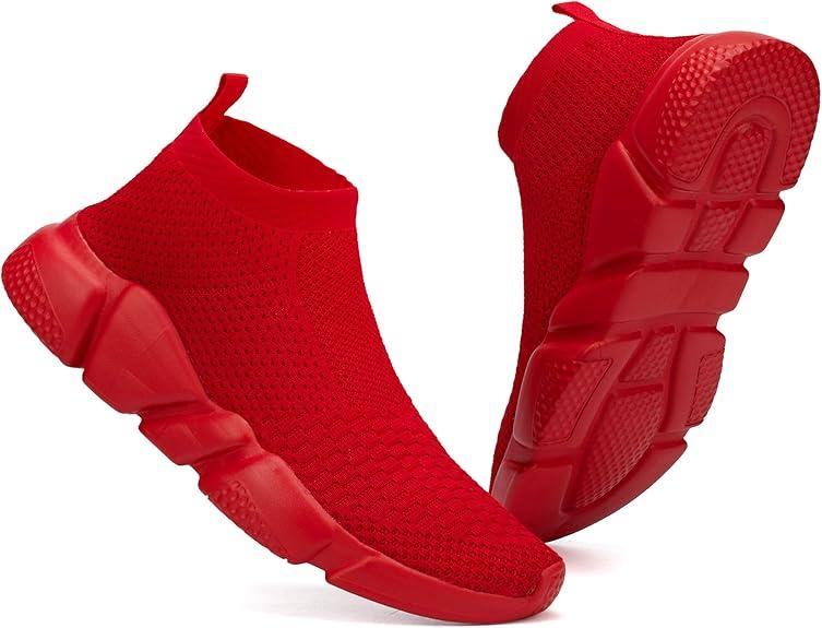 Casbeam Running Shoes Ladies Slip on Tennis Walking Sneakers Lightweight Breathable Comfort Work Gym Trainers Stylish Shoes, Red, 43