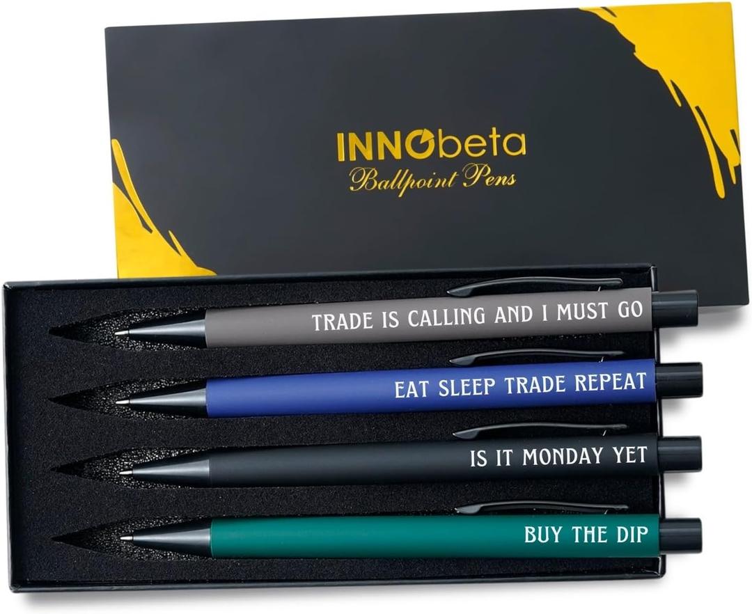 InnoBeta Stock Market Gifts Ballpoint Pen Set of 4, Gifts for Birthday, Christmas