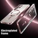 for Samsung Galaxy S25 Ultra Case.Phone Cover Clear Back Surrounding Plating Metallic Glossy.Magnetic Case Slim Thin Soft funda capa para 6.9" Built-in Lens Protector (Rose Gold)